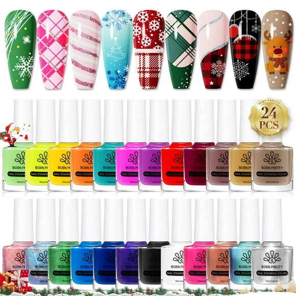 Born Pretty Vernis à Ongles Effet Caméléon Holographique Ensemble de Vernis à Ongles Manucure pour Estampage Plaques 24 Couleurs Ensemble de Vernis à Ongles en Vrac Collection Cadeau