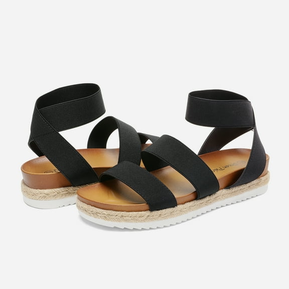 BURUDANI Women’s Open Toe Ankle Strap Espadrille Flatform Platform Wedge Sandals