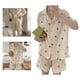 thumbnail image 4 of Pijamas de mujer de manga corta con cuello vuelto y botones con estampado de oso, Top corto para dormir para mujer, pantalones cortos para verano, oso albaricoque XL, 4 of 8