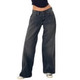 thumbnail image 1 of FOCUSNORM Women's Spring Summer Denim Pants Low Waist Wide Leg Trousers with Multi Pockets, 1 of 8