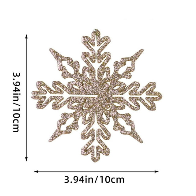Suncoda Decorations Snowflake, 12Pcs Christmas Decorations 10cm Snowflake Plastic Snowflake Christmas Tree Decoration Hollow Snowflake Pendant