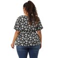 thumbnail image 4 of Women's Plus Size Tops Ruffle Short Sleeve Summer Chiffon Floral Blouse Black 1X, 4 of 7