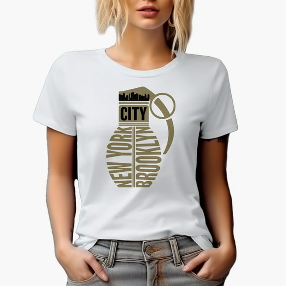 New York City Brooklyn Typography, White T-Shirt, Small