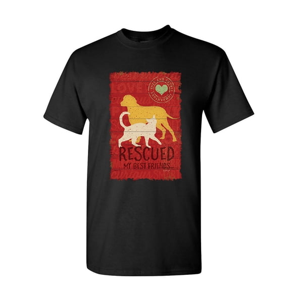 Tee Hunt Rescued My Best Friends T-Shirt Animal Shelter Dog Cat Lovers Mens Shirt