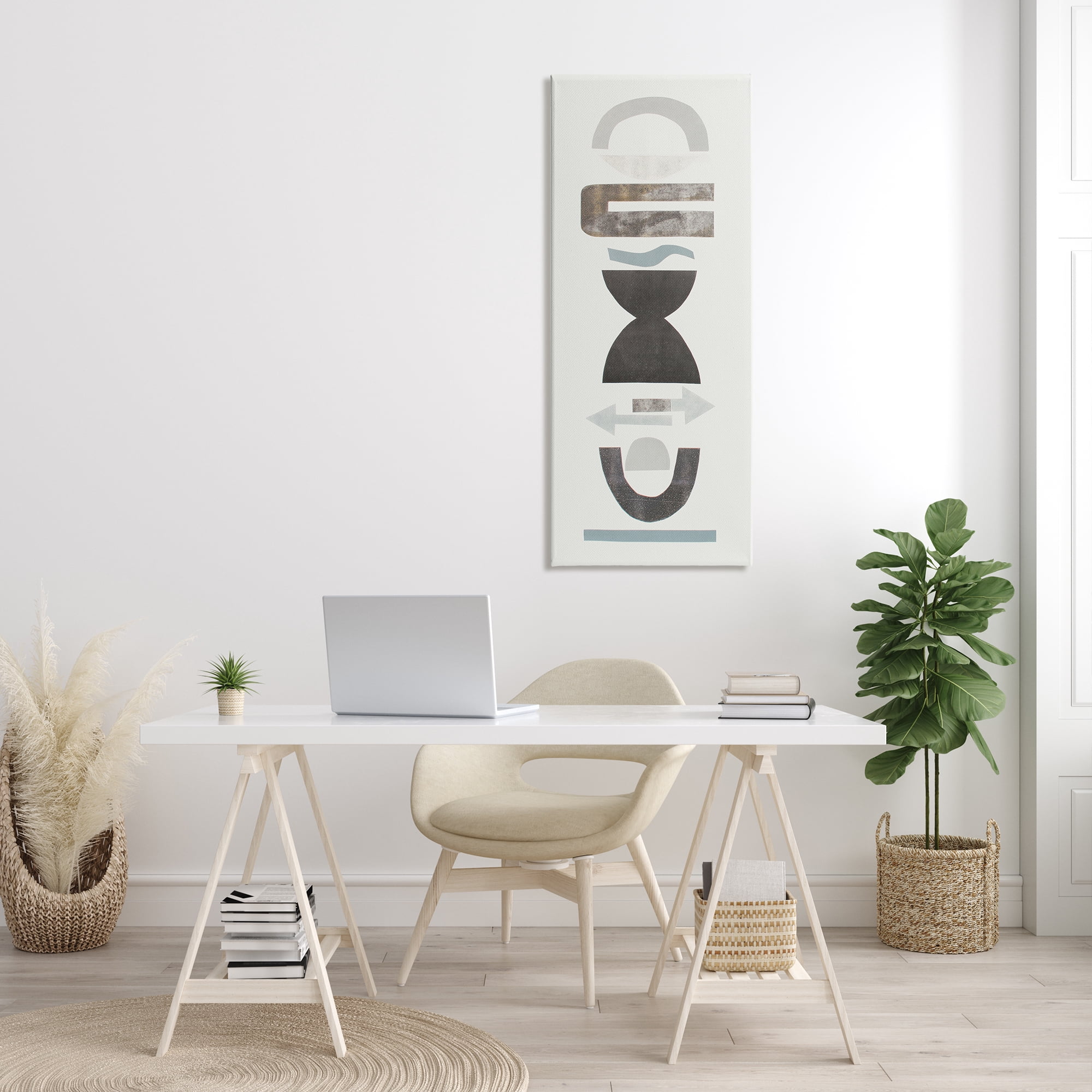 Stupell Industries Bohemian Totem Shapes Stacked Arrows Arches Abstract Painting Gallery Wrapped Canvas Print Wall Art, 20 x 48