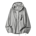 thumbnail image 4 of UPF 50+ Sun Protection Jacket for Men Hooded Long Sleeve Zipper Lightweight Quick Dry Windbreaker Fashion Athletic Tops with Pockets Gray XXL, 4 of 5
