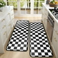 thumbnail image 4 of Kitchen Rugs Sets Of 2,Black and White Checkered Pattern Anti Fatigue Kitchen Mat Rugs Non Slip Washable,Decorative Kitchen Floor Mats for Kitchen,Sink,Laundry,17"x47"+17"x47", 4 of 5