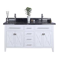 Laviva Wimbledon 60" Wood Cabinet with Marble Countertop in White/Black