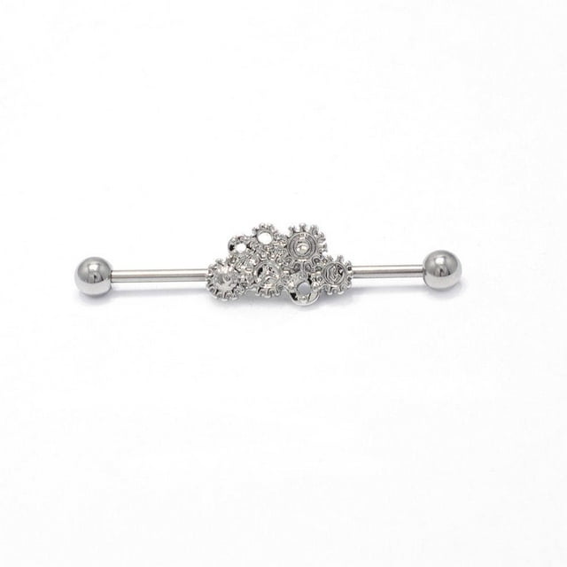 Industrial Barbell Surgical Steel Scaffold Ear Barbell Ring Piercing Jewelry 14G
