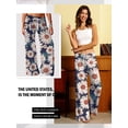 thumbnail image 6 of SLADYGLO Women Daisy Print Tie Waist Wide Leg Lounge Pants, 6 of 7