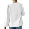 thumbnail image 4 of hotojiny Women's Long Sleeve V Neck Work Shirt Elegant Solid Color Chiffon Office Blouse Top Tunic for Women, 4 of 4