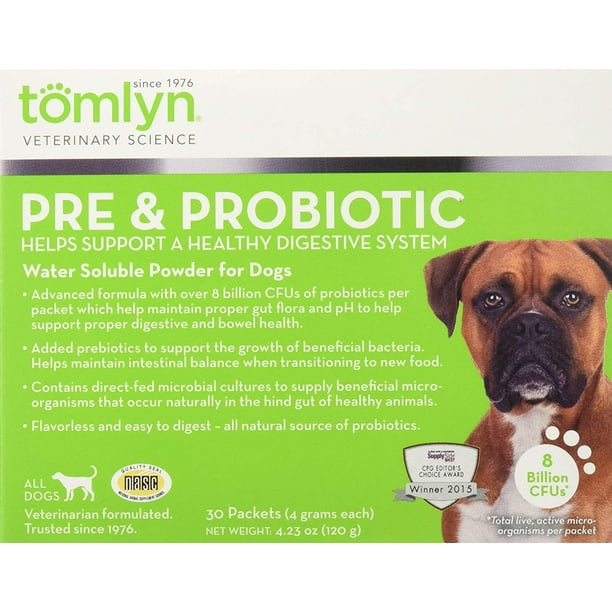 Tomlyn Pre & Probiotic Water Soluble Powder Supplement for Dogs, 30