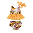 thumbnail image 7 of Hienoo Infant Girls Tankini Swimsuit Flower Print Ruffle Bathing Suit with Headband,3-Piece, 7 of 7