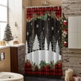 thumbnail image 3 of Shower Curtain 72"W x 72"L Christmas Winter Pine Trees Snowflakes Wood Grain Fabric Shower Curtains Set with Hooks Water Repellent Bathroom Curtains Machine Washable Bathroom Accessories, 3 of 7