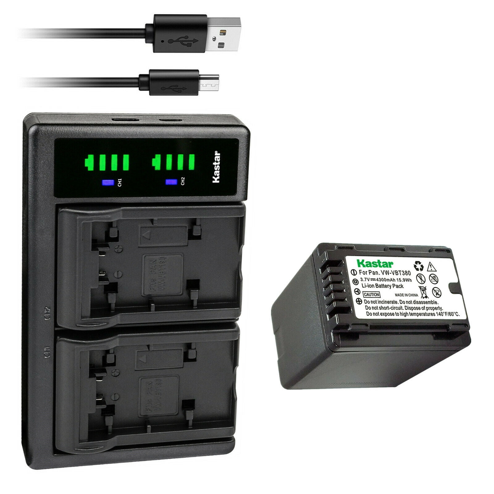 Kastar 1-Pack VW-VBT380 Battery and LTD2 USB Charger Compatible