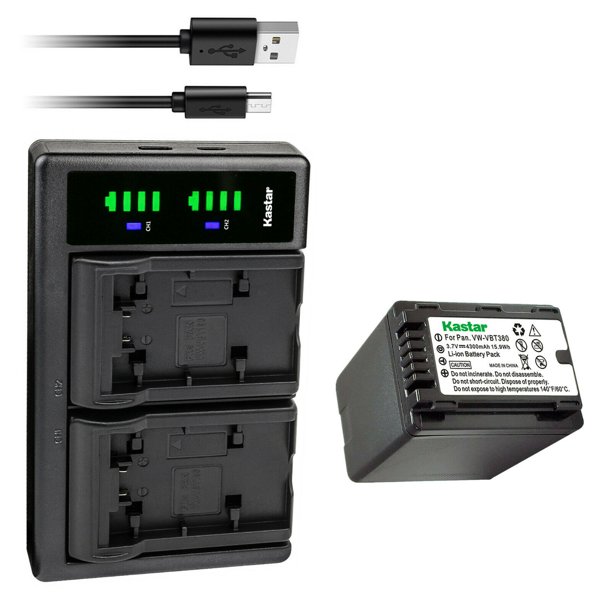 Kastar 1-Pack VW-VBT380 Battery and LTD2 USB Charger Compatible with  Panasonic HC-V270GK HC-V360M HC-V360MS HC-V380 HC-V380K HC-V380GK HC-V480M 