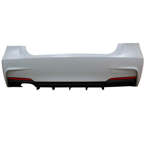 Ikon Motorsports Compatible with 12-18 F30 328i M Performance Rear Bumper Cover Twin Muffler Single Outlet