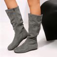 thumbnail image 2 of YLYL Women's Slouchy Knee High Boots Round Toe Side Zipper Low Heel Pull on Fall Winter Flat Boots, 2 of 9