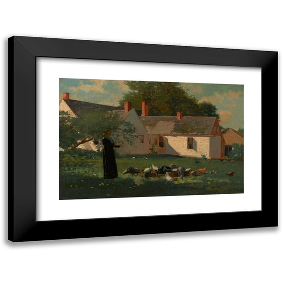 Winslow Homer 14x11 Black Modern Framed Museum Art Print Titled - Farmyard Scene (C. 1872-74)