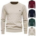 thumbnail image 4 of Mens Sweatshirts Knitted Long Sleeve Tops Classic Plain Crew Neck Fleece Cotton Shirts Solid Gym Casual Regular Fit Workwear Sweater Pullover Fall Winter Sports Sweat Shirt, 4 of 5