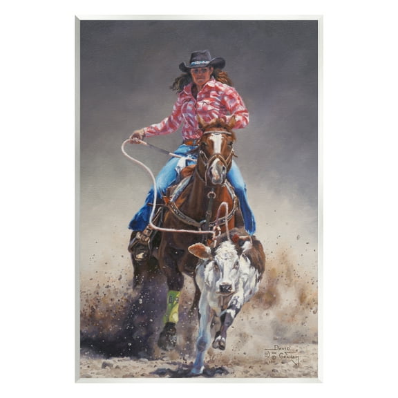 Stupell Industries Rodeo Cowgirl & Lasso Animals & Insects Painting Unframed Art Print Wall Art, 10 x 15