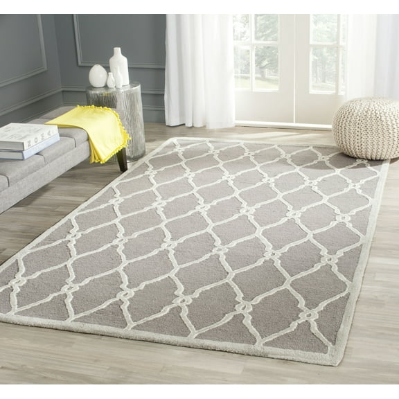SAFAVIEH Cambridge Selwyn Geometric Wool Area Rug, Dark Gray/Ivory, 5' x 8'