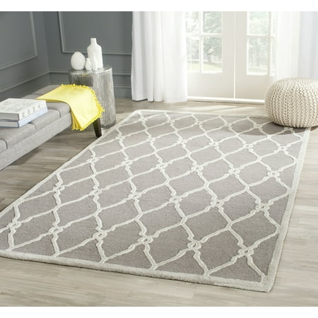 SAFAVIEH Cambridge Selwyn Geometric Wool Area Rug, Dark Gray/Ivory, 5' x 8'