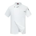 thumbnail image 4 of Unisex Chef Coat Short Sleeve Chef Jacket Breathable Stand Collar Restaurant Kitchen Work Breathable Cooking Uniform,White,M, 4 of 4