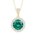 thumbnail image 2 of Rosec Jewels Lab Grown Emerald Pendant Necklace with Halo (2 Carat Emerald, AAAA Grade) - Emerald Diamond Necklace for Women, 10K Yellow Gold, 2 of 6