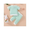 thumbnail image 4 of Kmbangi Newborn Patchwork Two-Piece Outfits, Easter Day Theme Short Sleeve Round Neck Letter Print T-Shirt + Rabbit Long Pants, 4 of 9