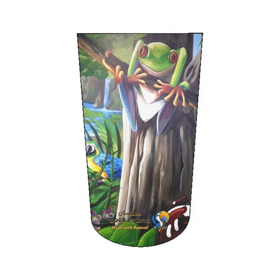 Amputee Sock , "Tree Frog Rainforest V1",3PLY Residual Wound, Over Shrinker Sock