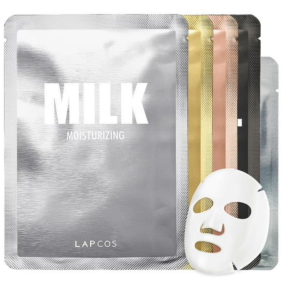 LAPCOS Revitalizing Variety Pack Sheet Masks, Daily Face Masks, Hydrate & Nourish Skin, Korean Skincare Favorite, 5-Pack