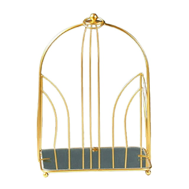 Estante De Maquillaje De Gran Capacidad De Arte De Hierro Simple Nórdico Para El Hogar, Dormitorio, Perfume, Jaula De Pájaros Curvada Sunnimix maquillaje organizador de stand