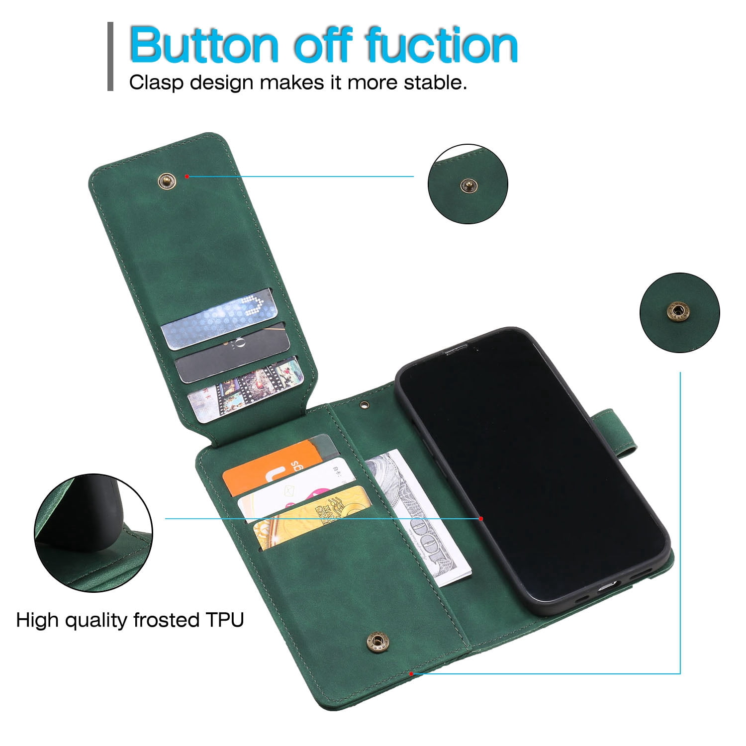 ETFAST Wallet Card Slot Flip Zipper Leather Phone Case For Samsung Galaxy S24 Ultra S24Plus S23 Ultra S23Plus S23FE S22 Ultra S21 Ultra S20 S10 S9 Leather Phone case