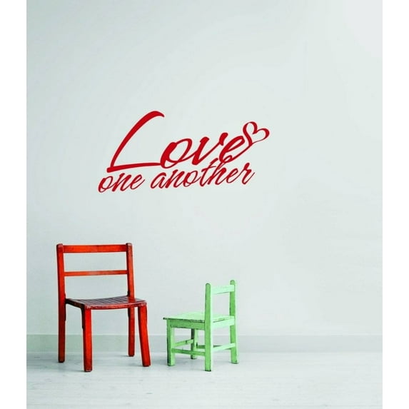 Family Love One Another Pretty Love Wall Decal Decoration Love One Another Cute Text Lettering Lasts Years and Easily Removable - Size: 10 In(W) x 20 In(H)
