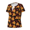 thumbnail image 2 of Naloa Cartoon Pizza Print T-Shirts Short Sleeve V Neck Tees for Women Fashion Tops Trendy Lightweight Soft Casual Summer Outfits Clothes, 2 of 5