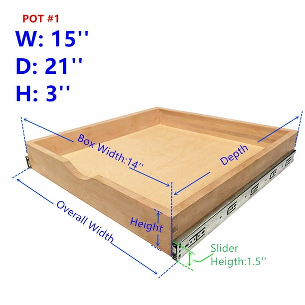 14'' Width Roll out Drawer Roll Out Tray Wood Pull Out Tray Kitchen ...