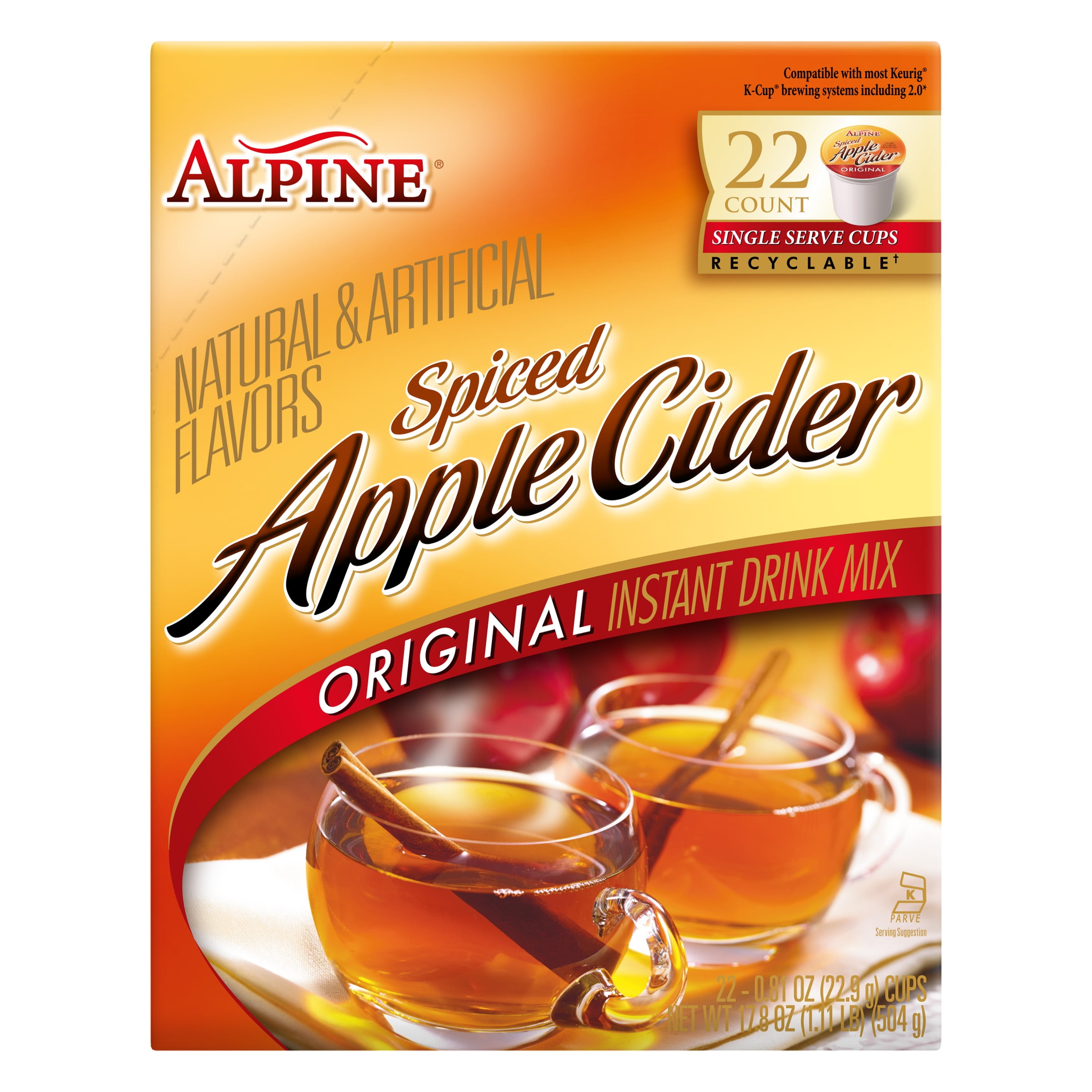 (2 pack) Alpine Spiced Apple Cider Original Instant Drink Mix, 22 Single Serve Cups