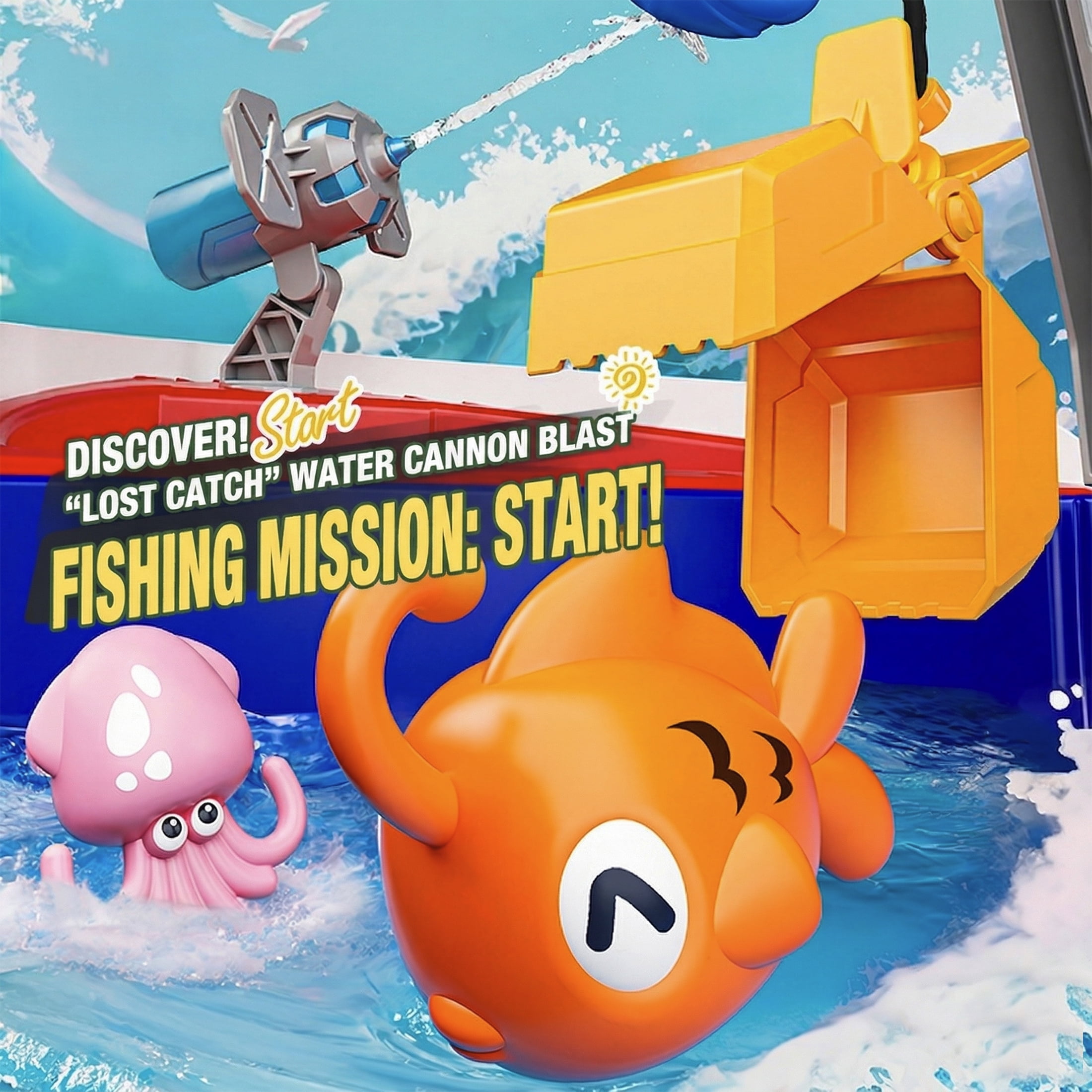 3-in-1 Water Cruise Ship Fishing Toy Set with Crane Rods Marine Animals