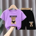thumbnail image 2 of Teylalorva Boys Girls Graphic Outfits Short Sleeve T-Shirt and Cute Print Shorts Cotton Soft Summer Casual Trendy Sets 2 Piece Purple Size 2, 2 of 6