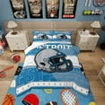 thumbnail image 2 of Erosebridal Football Helmet Print Bedding Sets Full with Comforter, Sports Theme Duvet Insert , Detroit, Blue Grey, 3pcs, Breathable, 2 of 7