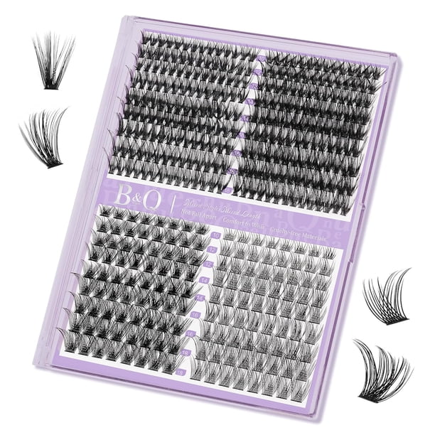 Lash Clusters 40D-0.07D-9-16MIX B&Q LASH Pestañas individuales 280 grupos de pestañas postizas 20D 30D 40D Extensiones de pestañas individuales Cluster DIY Extensiones de pestañas en casa (40D-0.07D,9