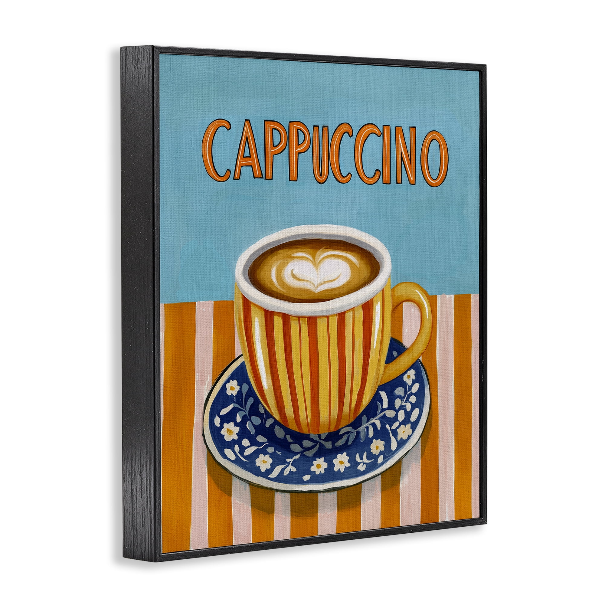 Stupell Industries Cappuccino Stripes Blue & Orange Black Framed Giclee Art, design by Yen