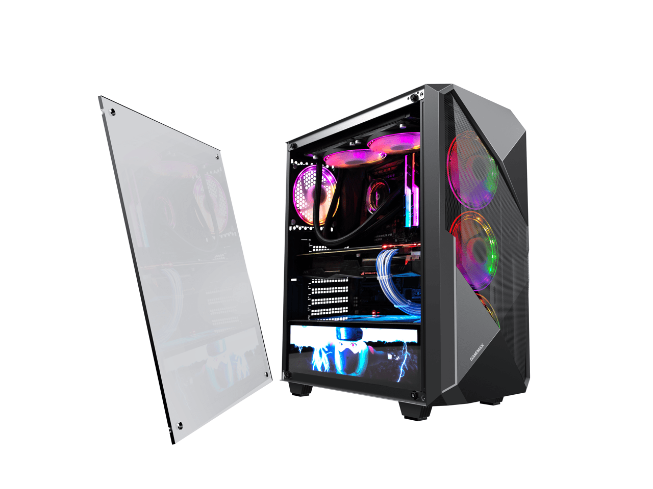 Open Box: GAMEMAX Abyss TR Black Full Tower Gaming Computer Case w/ 1 x  120mm ARGB LED Fan x Rear (Pre-Installed) 