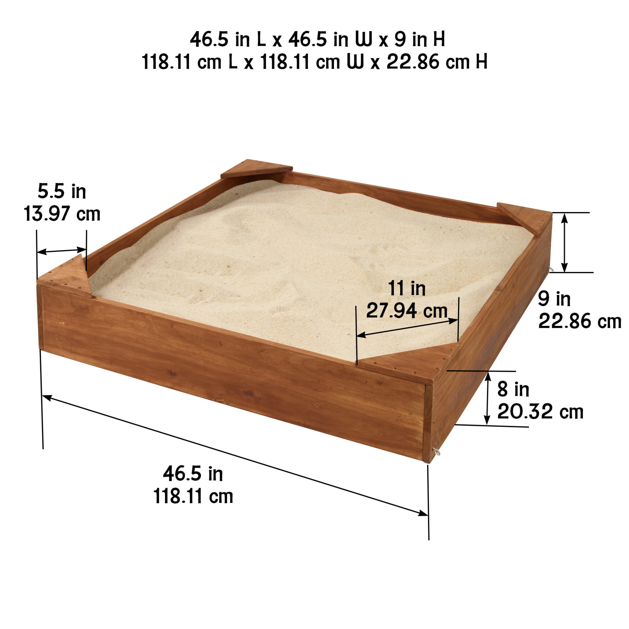 Badger Basket Simple Wooden Sandbox with Liner and Cover