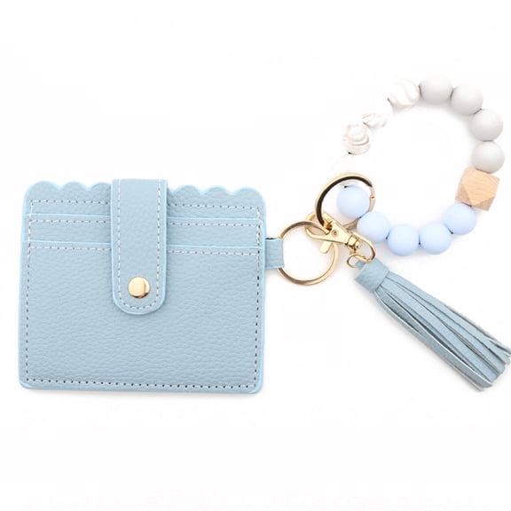 GASTROPOD Keychain Wallet Silicone Bead Bracelet Key Chain Wallet Tassel - Decorated Accessory Wallet Keychain Women Light Blue