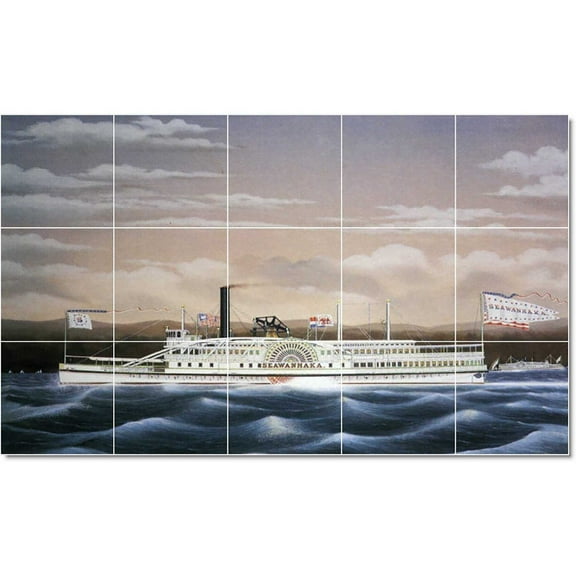 Ceramic Tile Mural-James Bard Ships Tile Mural House Renovate Design. 60" w x 36" h using (15) 12 x 12 ceramic tiles