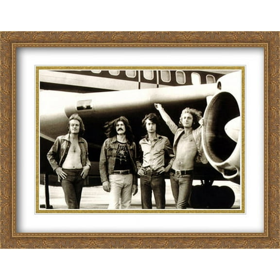 Led Zeppelin Airplane 2x Matted 38x27 Large Gold Ornate Framed Art Print