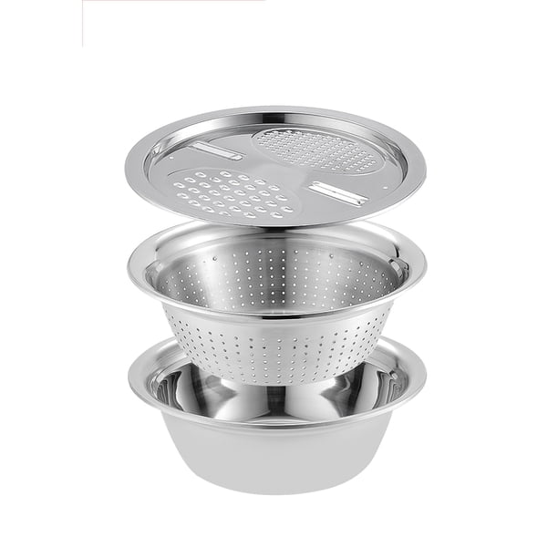 Colador Apilable De Acero Inoxidable Y Juego De Lavabo Para Mezclar, Colador De Cocina, Lavabo De Arroz, Colador De Ensalada, Juego De Tazones, Colador De Arroz Para Cocina, Restaurante, Cocina Advancent HA026467-03
