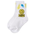 thumbnail image 4 of MeMoi Girls "Happy Face" Cotton Blend Crew Sock with Splatter Paint Graphics - Girls - Female, 10, Neon Blue, 4 of 4